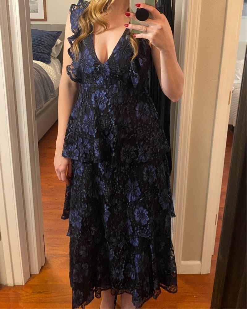 Lulu’s Navy Blue Lace Ruffled Dress - Image 2