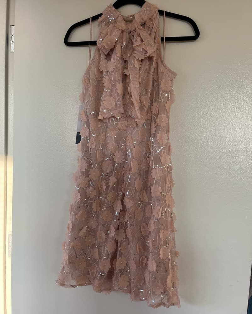 CeCe Light Pink Floral Sequin Dress - Image 3