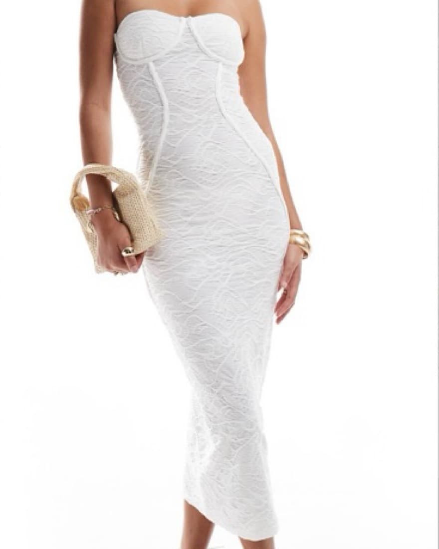 Ruched White Maxi Dress - Image 1