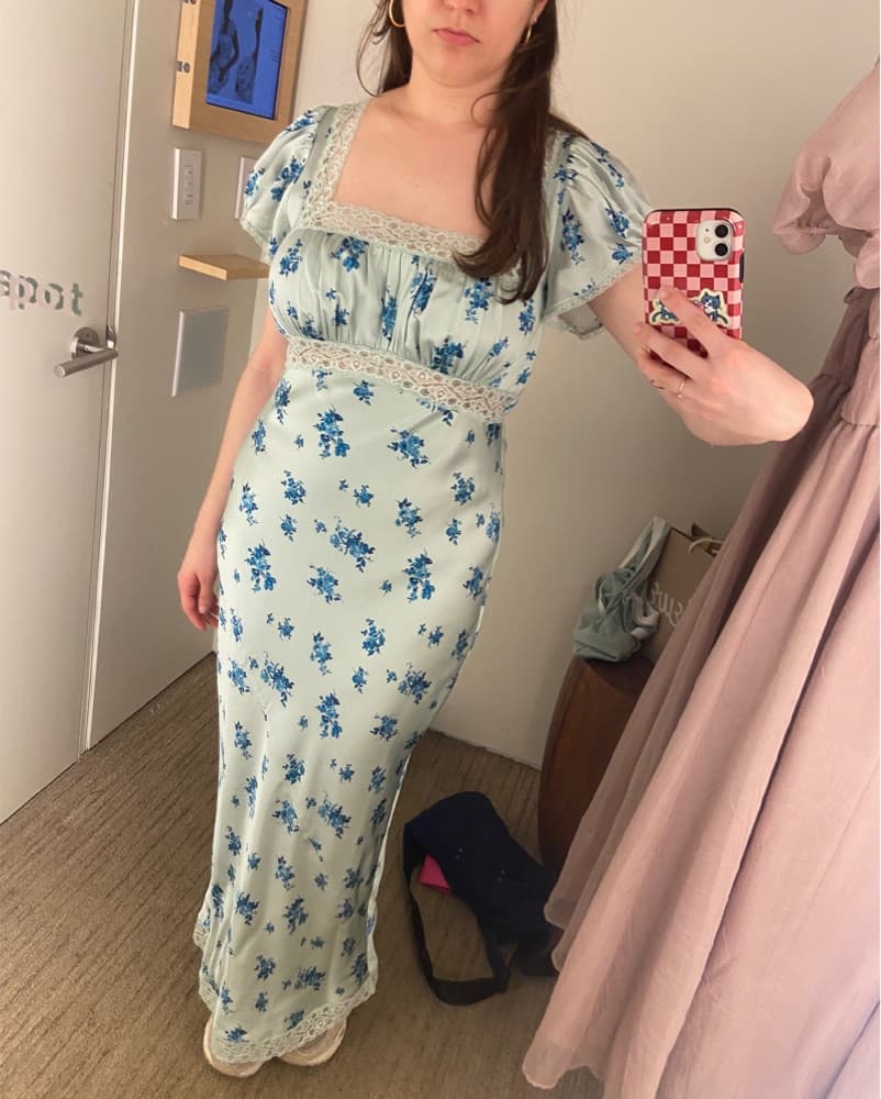 Blue Silk Floral Reformation Dress  - Image 2
