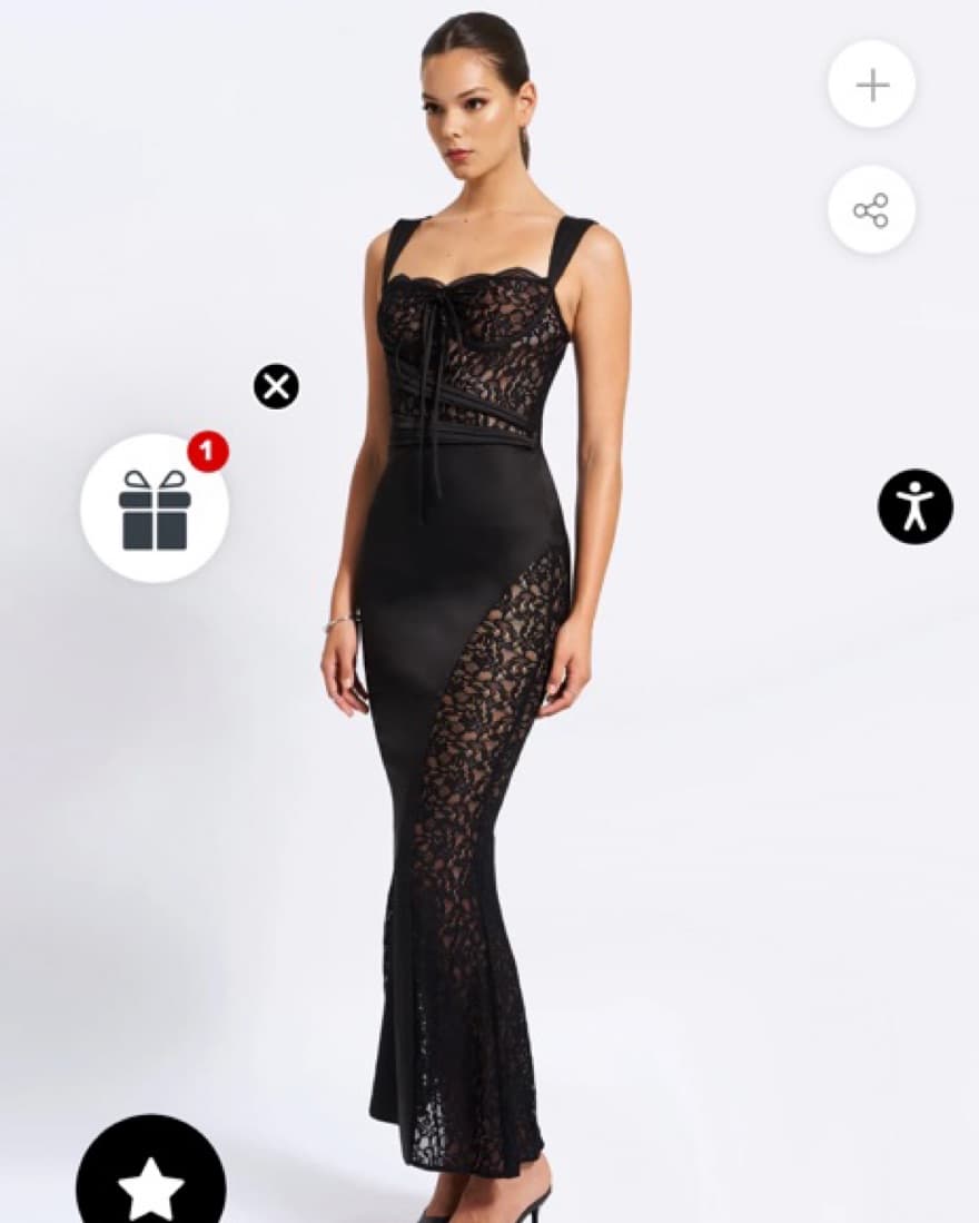 Umica Black Lace And Satin Maxi Dress - Image 2