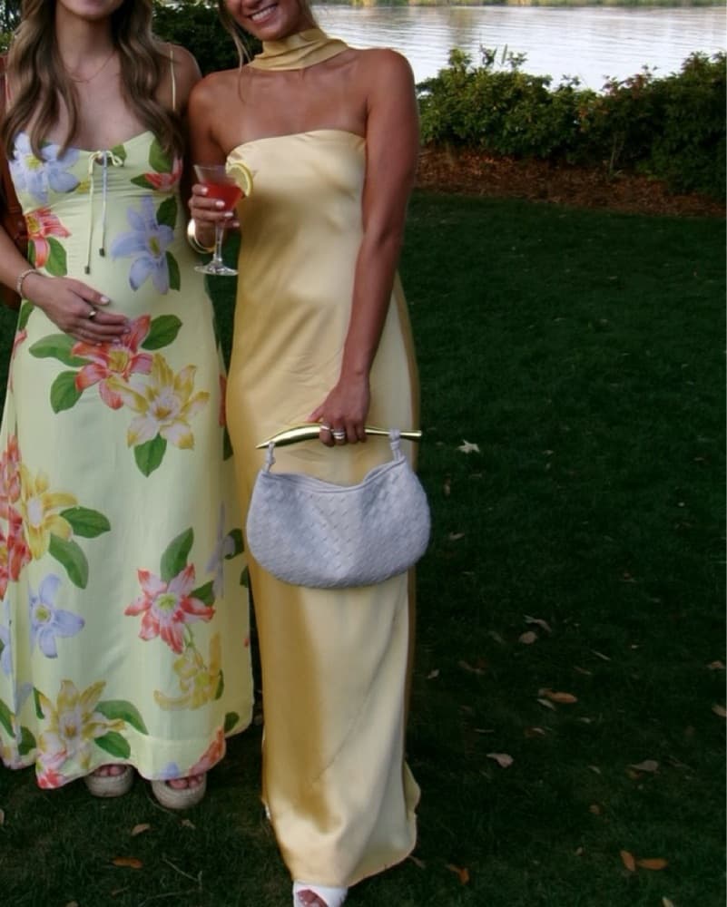 Reformation Yellow Silk Dress - Image 3