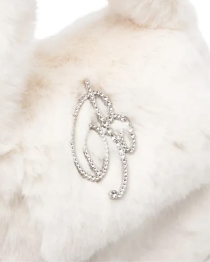 Blue Marine Faux Fur B-logo Handbag - Image 3