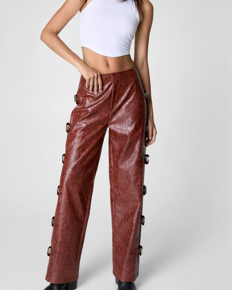 Bold Rust Buckle Pants - Image 3