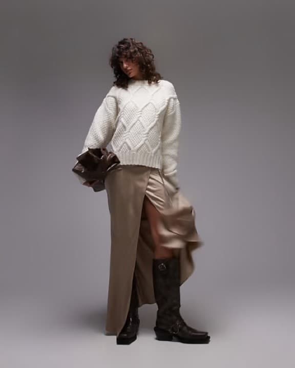 Top shop chunky oversized cable knit - Image 2