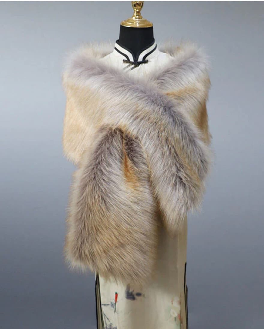 Silver Fox Fur Shawl - Image 1