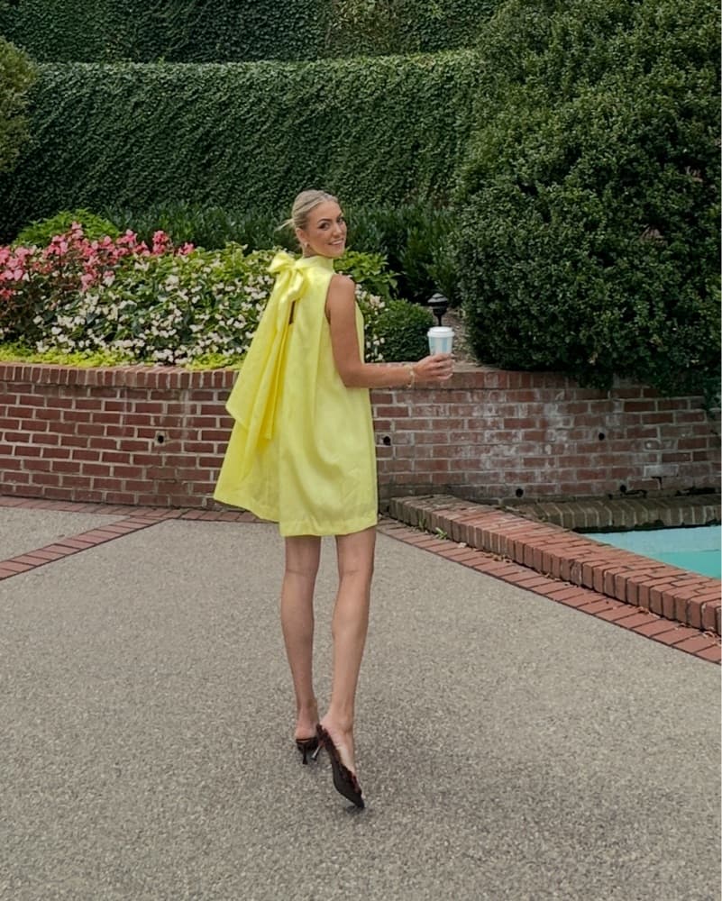 Yellow Bow A-Line Dress - Image 2