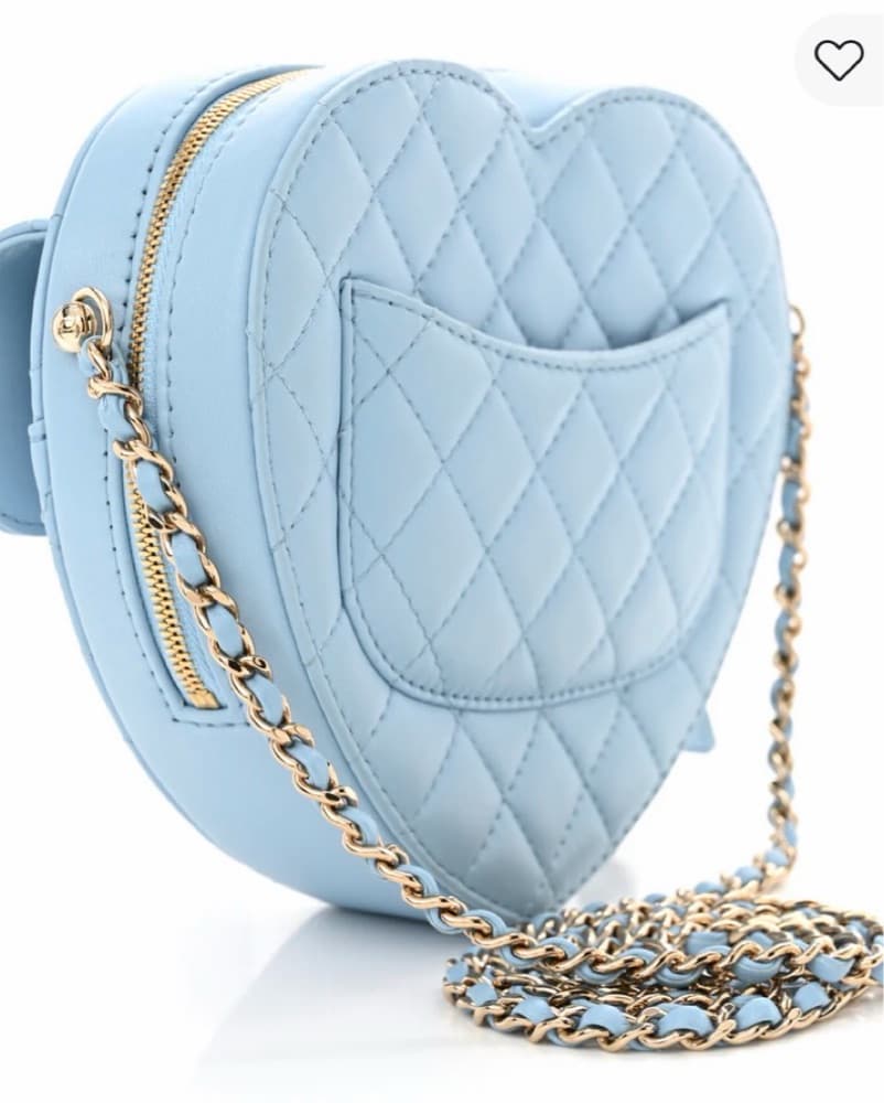Chanel Blue Mini Heart Bag - Image 2