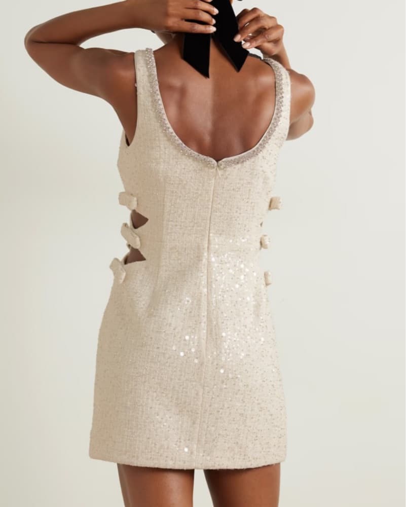 Self Portrait Cream Boucle Mini Dress - Image 5
