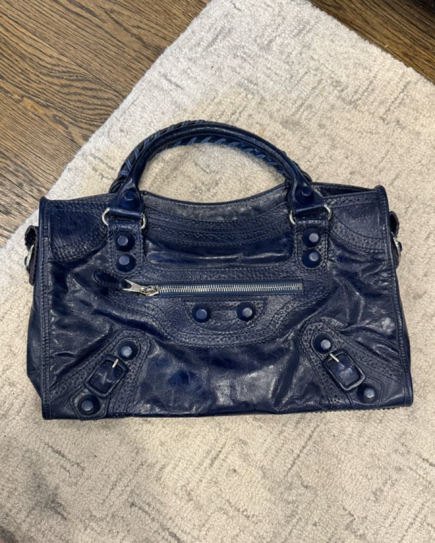 Navy Balenciaga City Handbag - Image 3