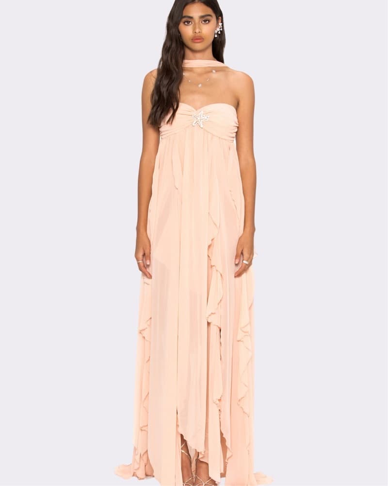 Nana Jacqueline Peach Strapless Dress    - Image 1