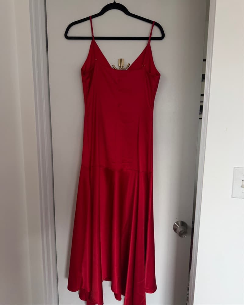 Scarlet Red Satin Midi Dress – Wedding - Image 3