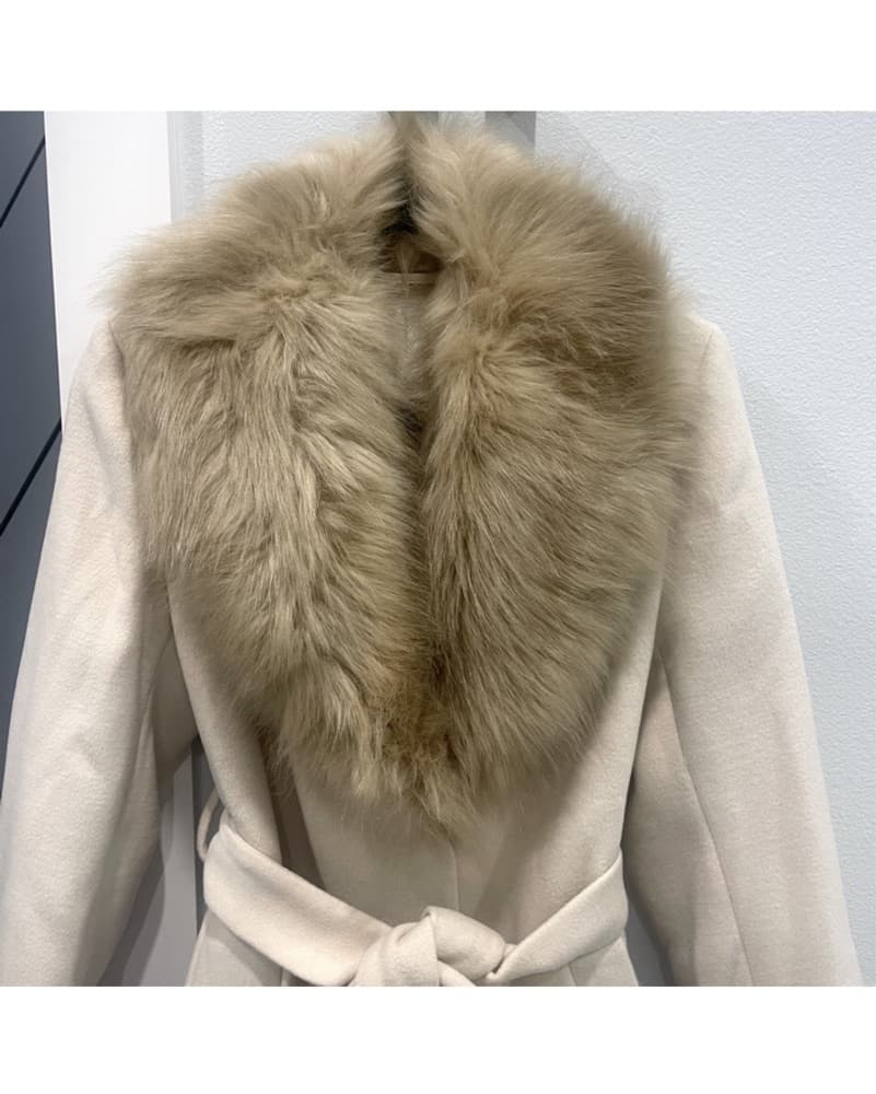 Chic Faux Fur Collared Wool Coat - Image 3