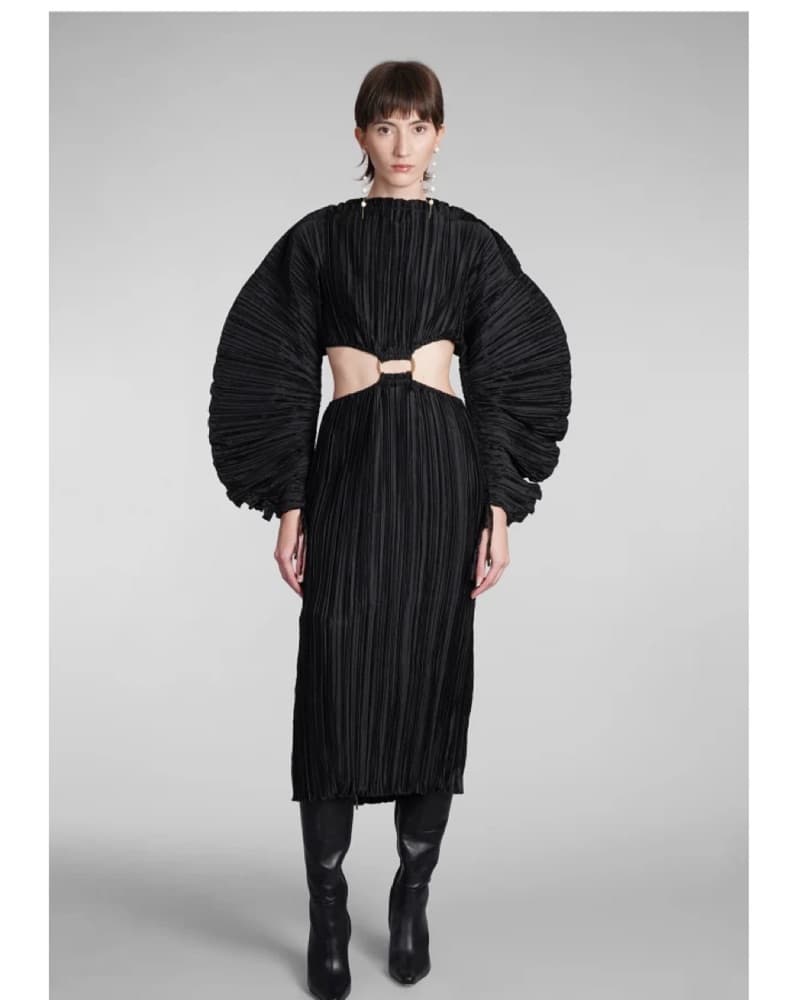 Cult Gaia Black Pleated Midi Dress - Image 1