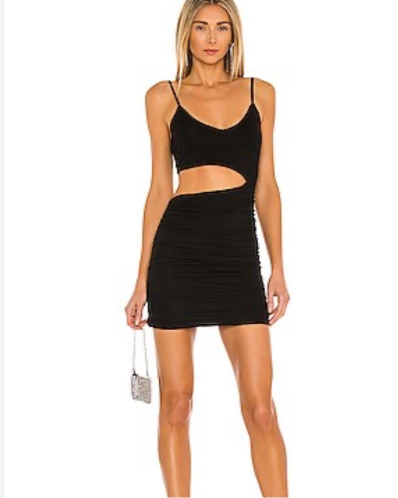 Revolve Darcey Ruched Black Mini Dress  - Image 2