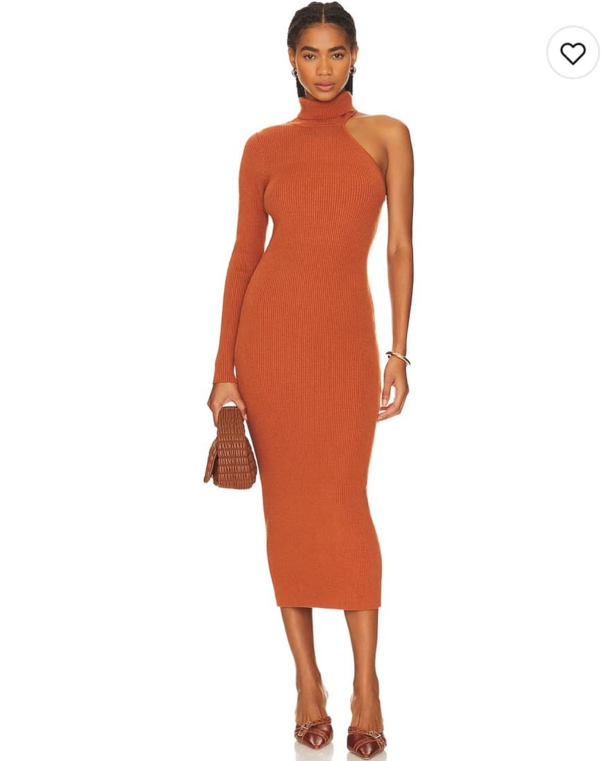 Asymmetric Sleeve Knit Dress In Toffee - Image 1