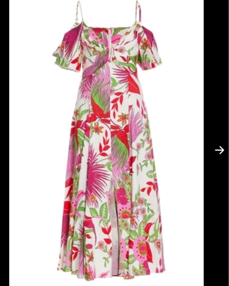$650 Cult Gaia Floral Linen Gina midi Dress XS 0 - Image 5