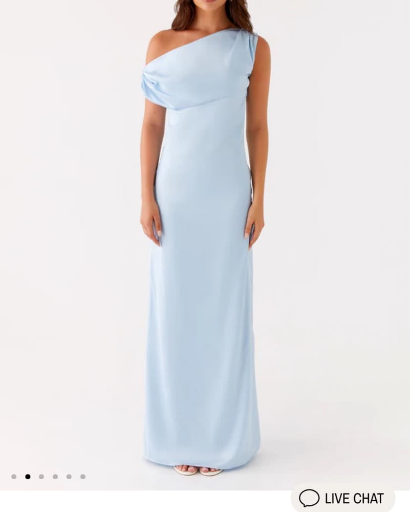 Satin Off The shoulder maxi Blue - Image 1