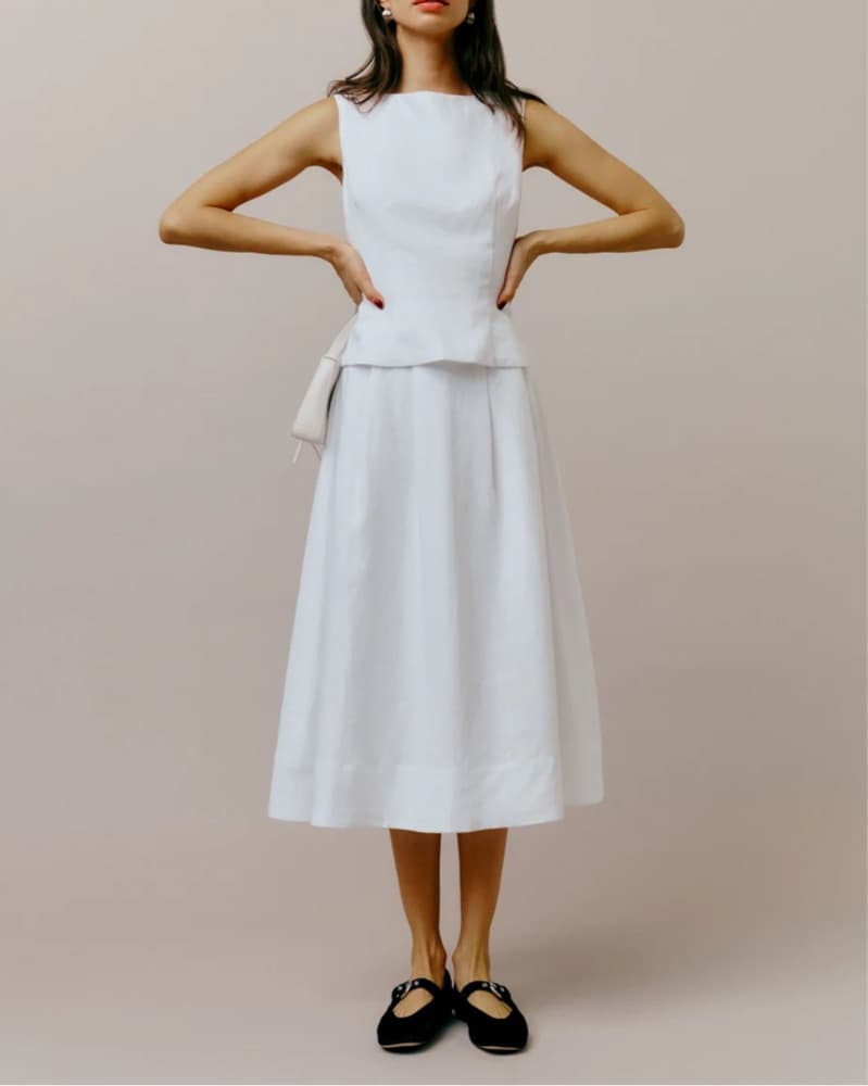 Reformation White Linen Midi Set - Image 1