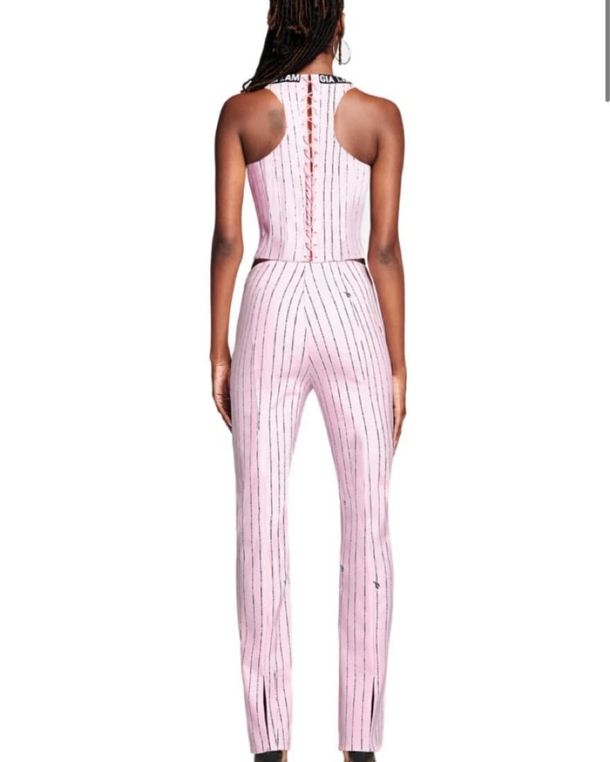 nwt iamgia dominique pant pink pinstripe - Image 2