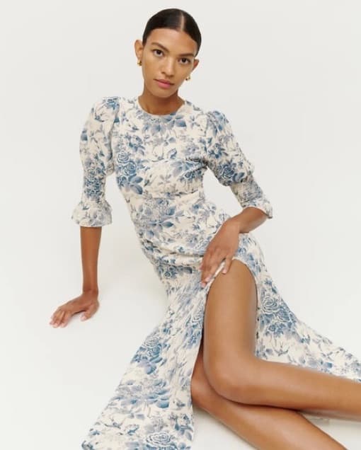 Reformation Carolena Blue White Dress  - Image 2