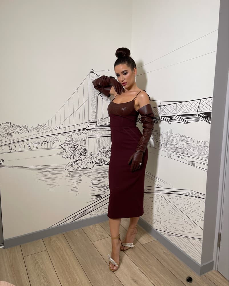 Leather Alluring Burgundy Maxi Dress - Image 2