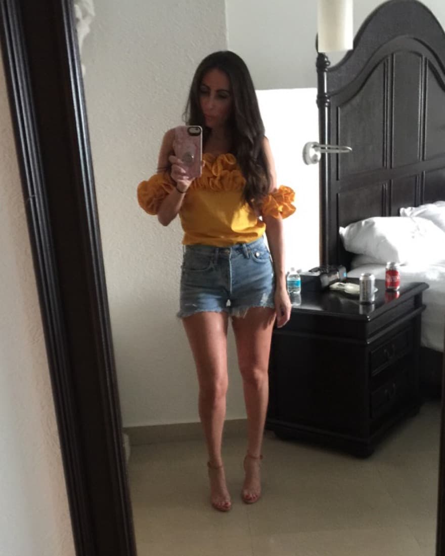 Yellow Ruffle Off Shoulder Top - Image 1