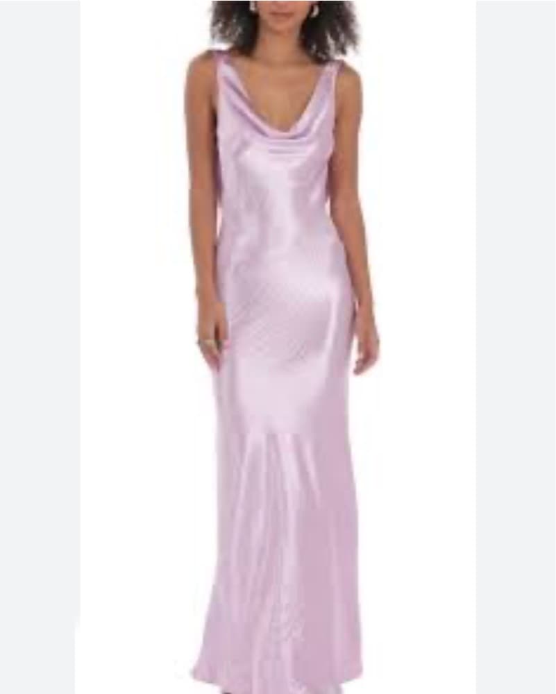 Backless Cowl Neck Satin Gown - Image 2