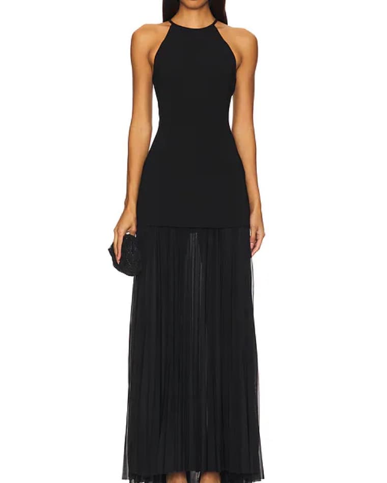 ALC Lana Black Pleated Maxi Dress - Image 1
