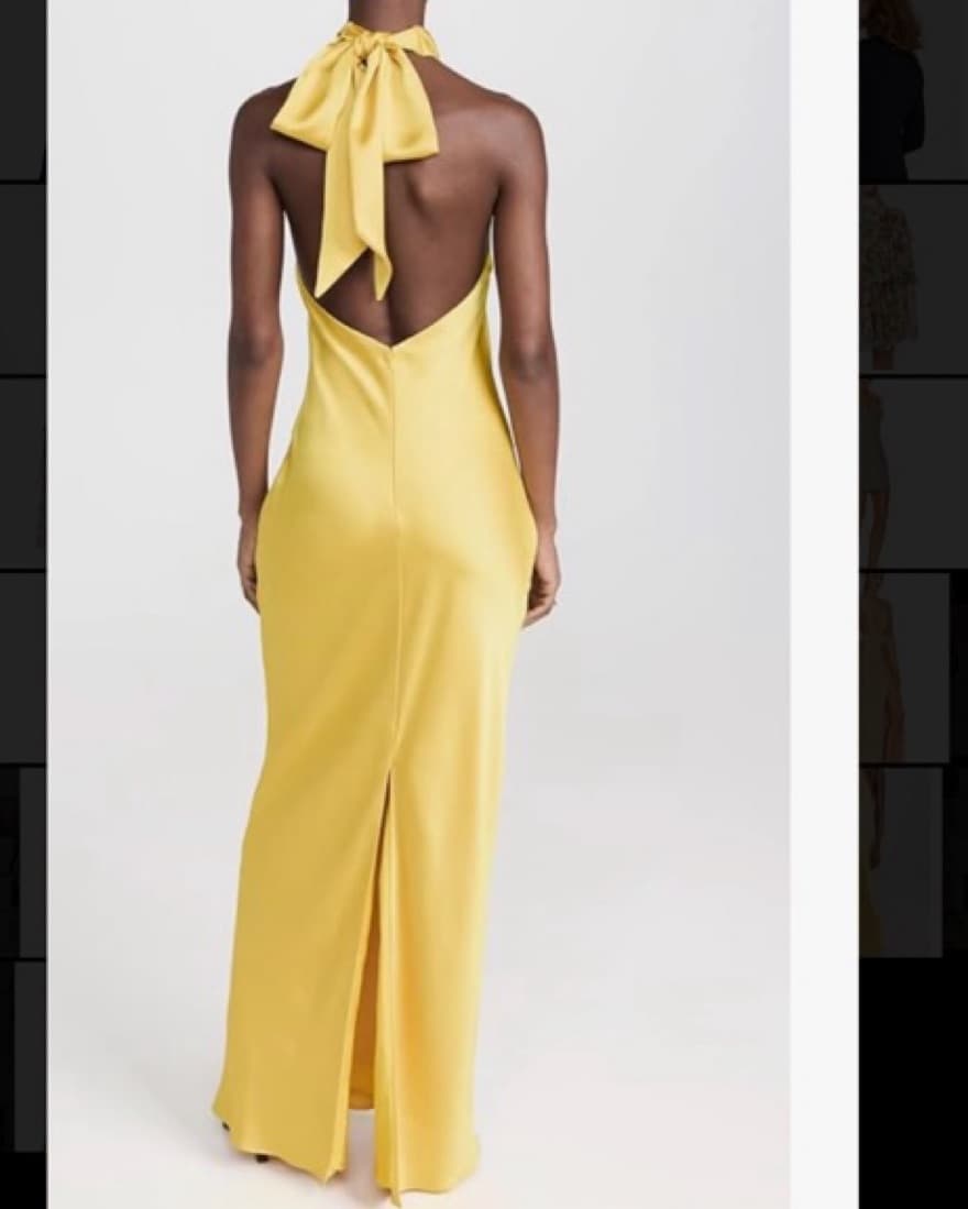 Yellow Silk Halter Neck Gown - Image 4