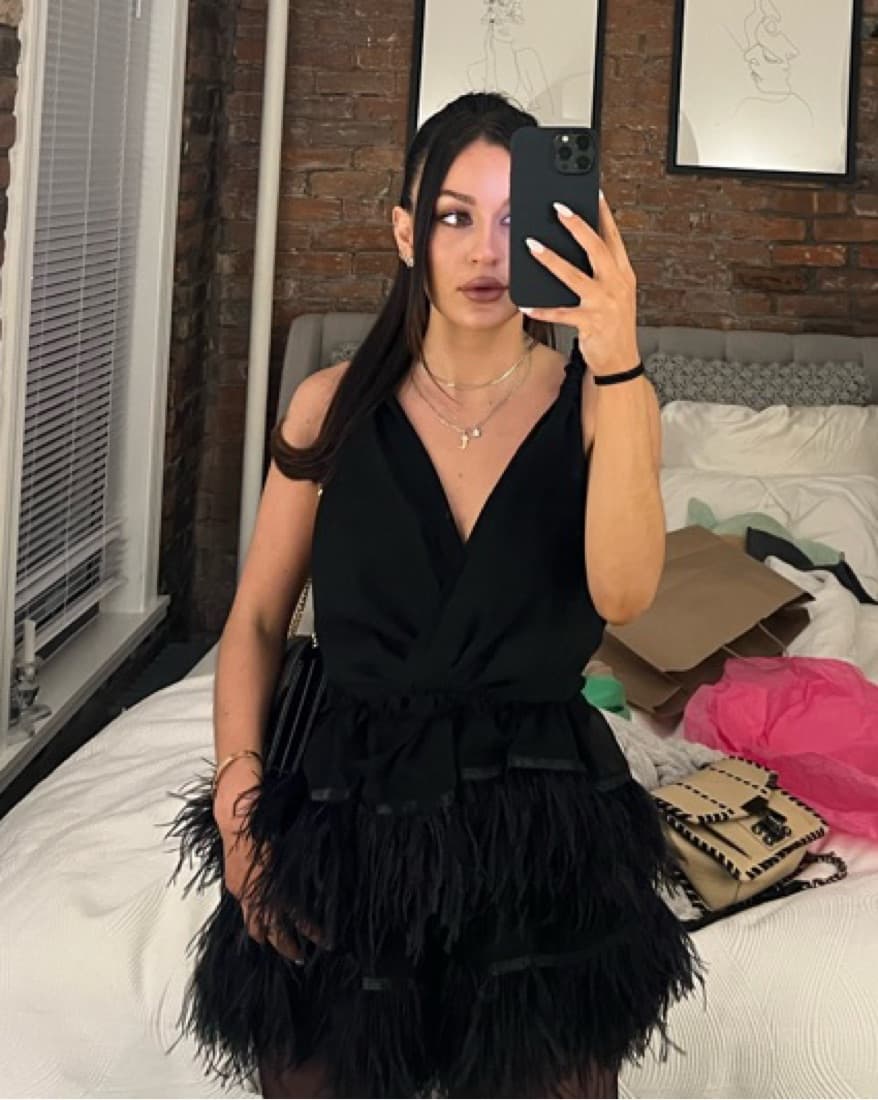 Dana Foley Feather Dress - Image 1