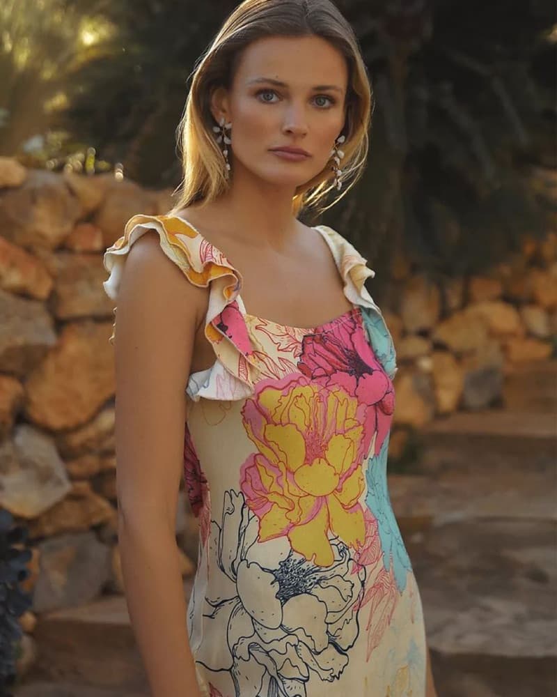 Anthropologie Floral Ruffle Dress - Image 2