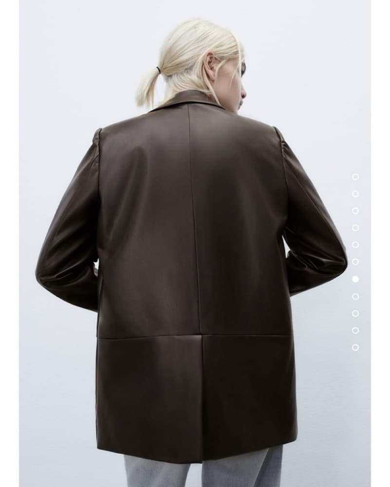 Dark Brown Faux Leather Masculine Blazer - Image 5