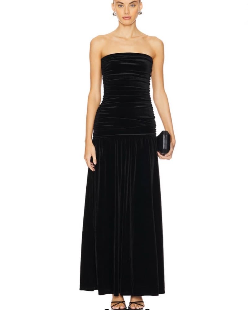 Line & Dot Black Velvet Dress - Image 1
