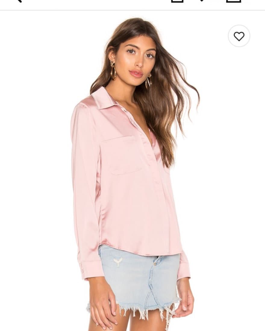 Superdown Light Pink Satin Button Down - Image 2
