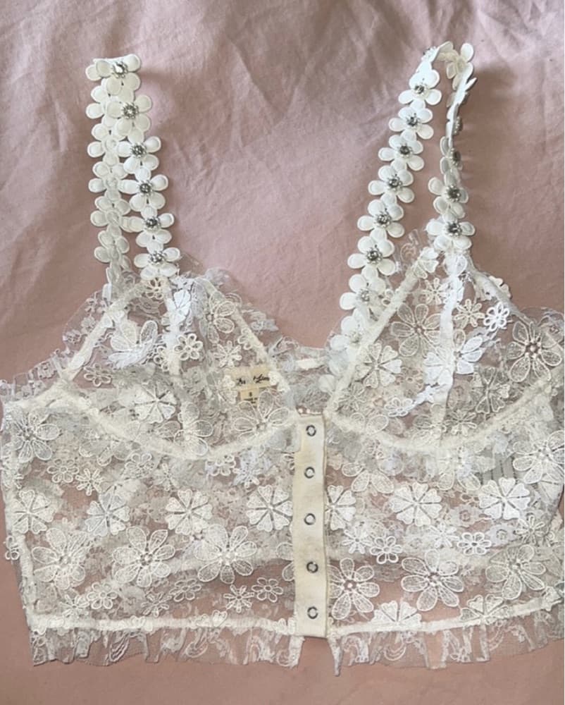For Love & Lemons Pearl/Crystal top - Image 2