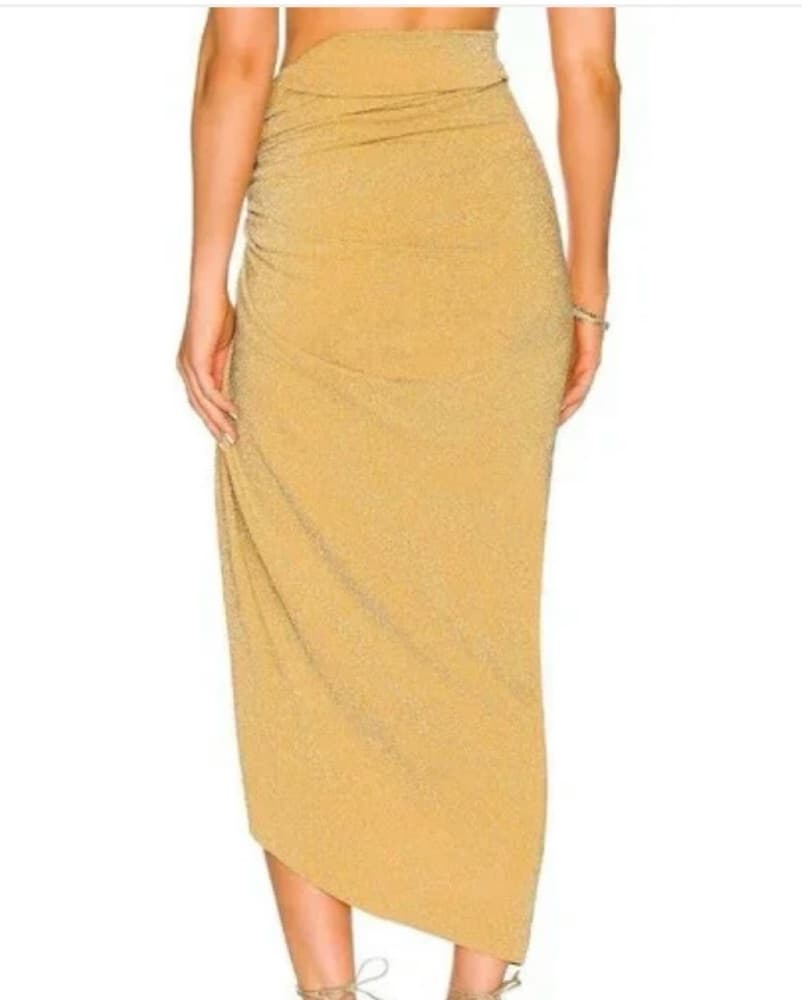 Metallic Gold Knotted Coverup Skirt - Image 4