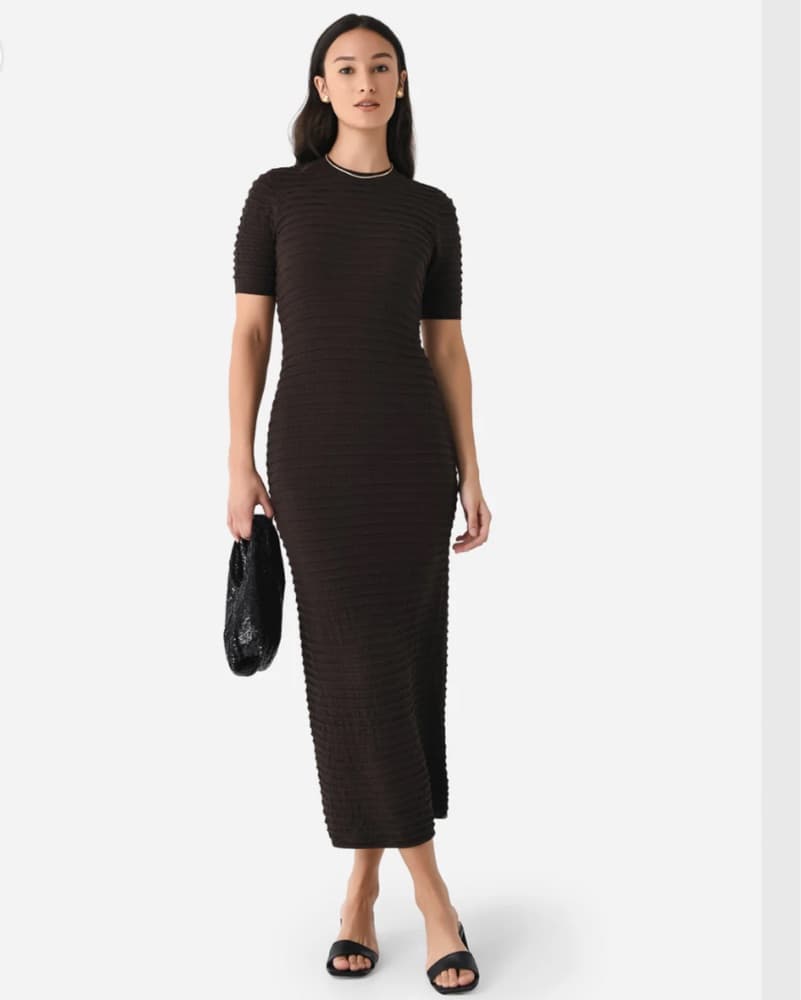 Frame Silk Knot Dress - Espresso - Image 1