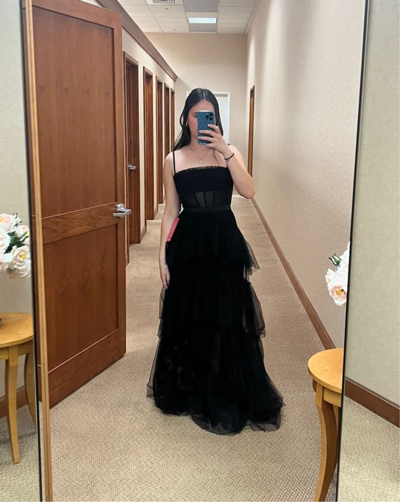 Black Tiered Tulle Corset Gown  - Image 2