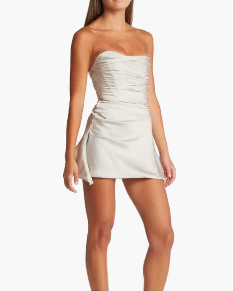 Jasmine Strapless Satin Corset Dress - Image 1