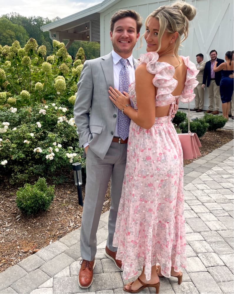 Pink Floral Ruffle Maxi Dress - Image 1