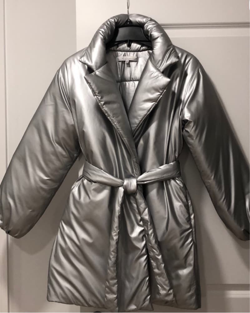 Silver Puffer Coat - Image 1