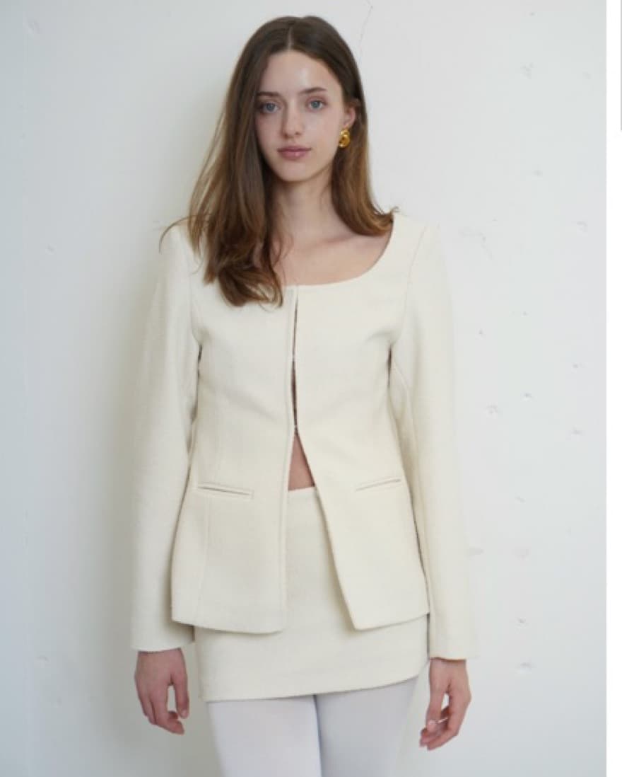 White Shearling Set Jacket/miniskirt - Image 4