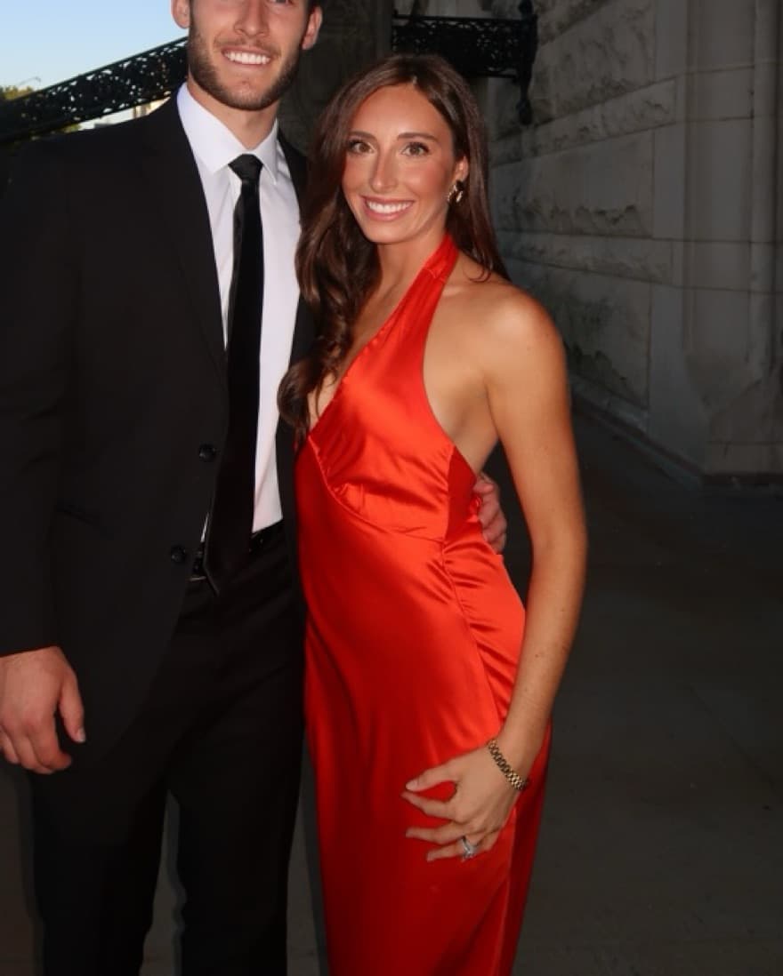 Glamorous Red Satin Halter Gown - Image 2