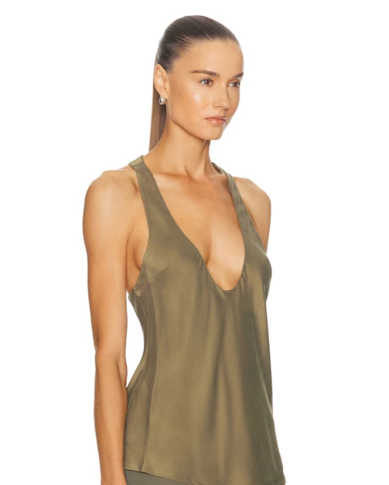 EAVES Vivian Silk Top In Capers - Image 2