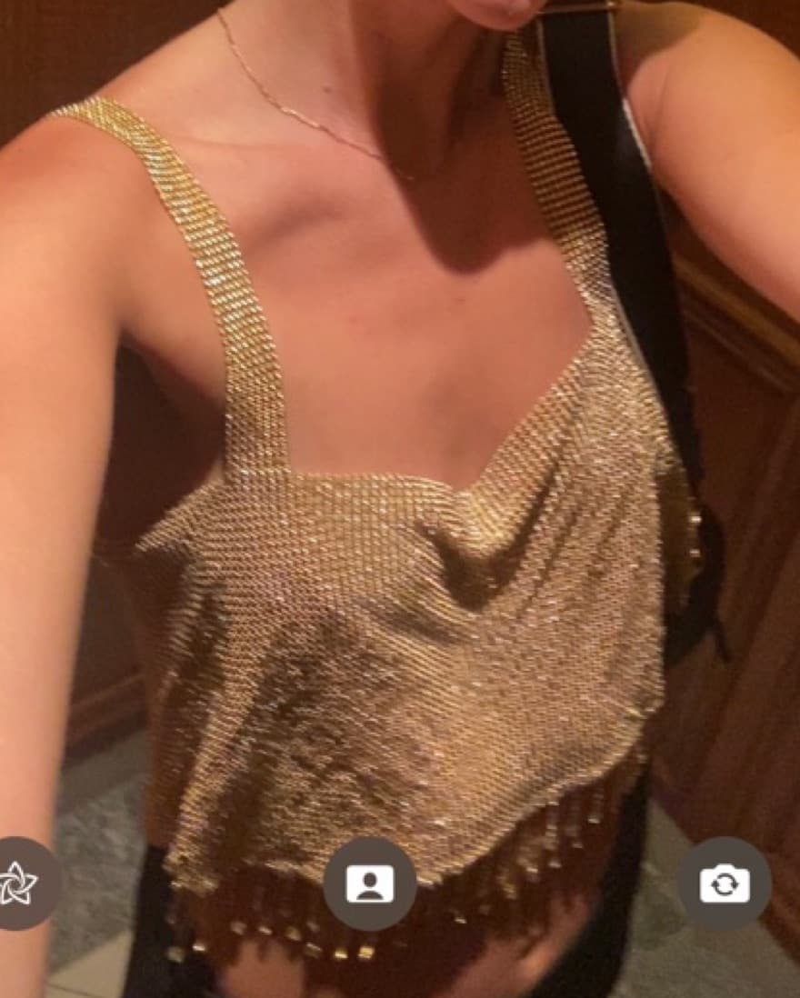 Gold Chain Mail Bejelewed Top  - Image 3