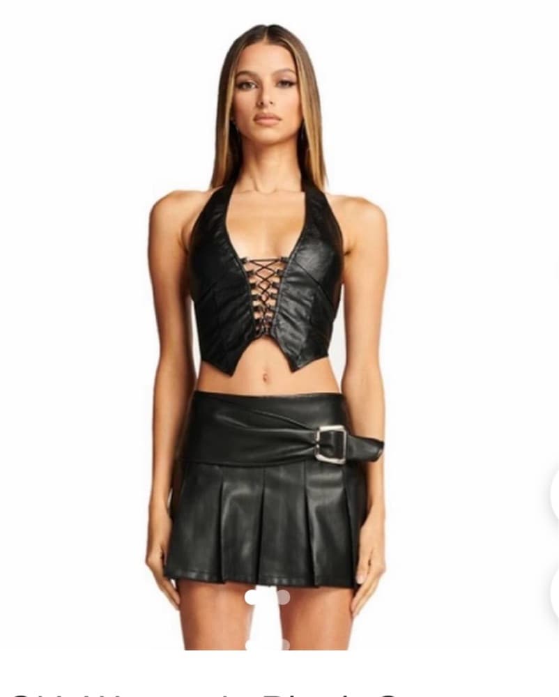 Iamgia Black Leather Tie Top - Image 1