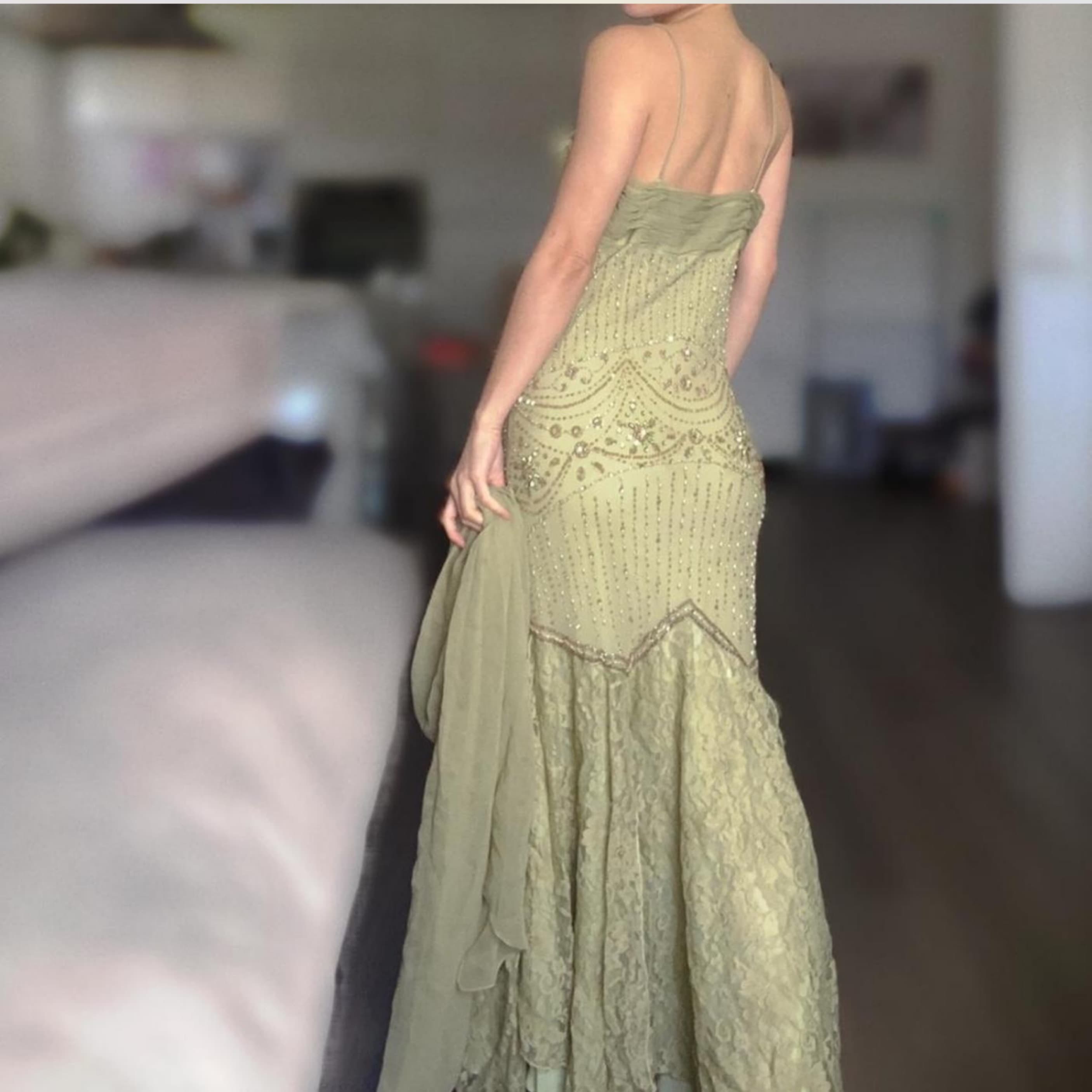 Vintage Beaded Silk Dress - Image 5