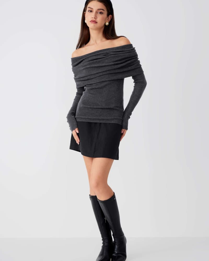 Wool Off The Shoulder Top - Image 4