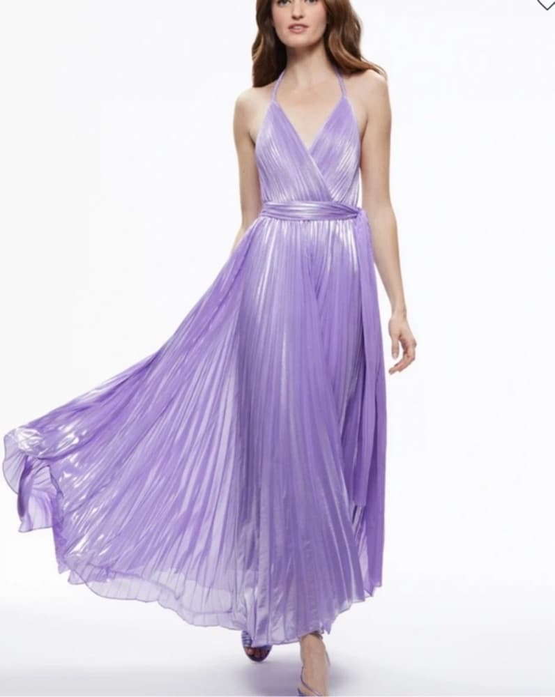 Stunning Pleated Lavender Maxi Dress - Image 1